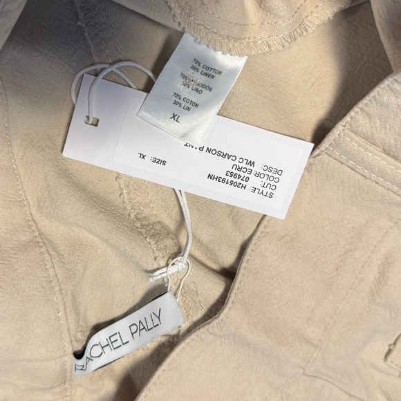 NWT! Rachel Pally linen Carson Pant Linen Canvas white cream neutral Large XL L - Picture 7 of 17
